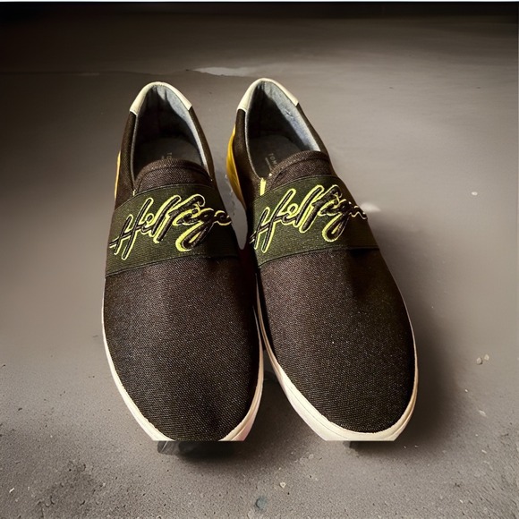 Tommy Hilfiger Other - Tommy Hilfiger Realist Men's Slip-On Sneakers Black Yellow Heel Size 12 M